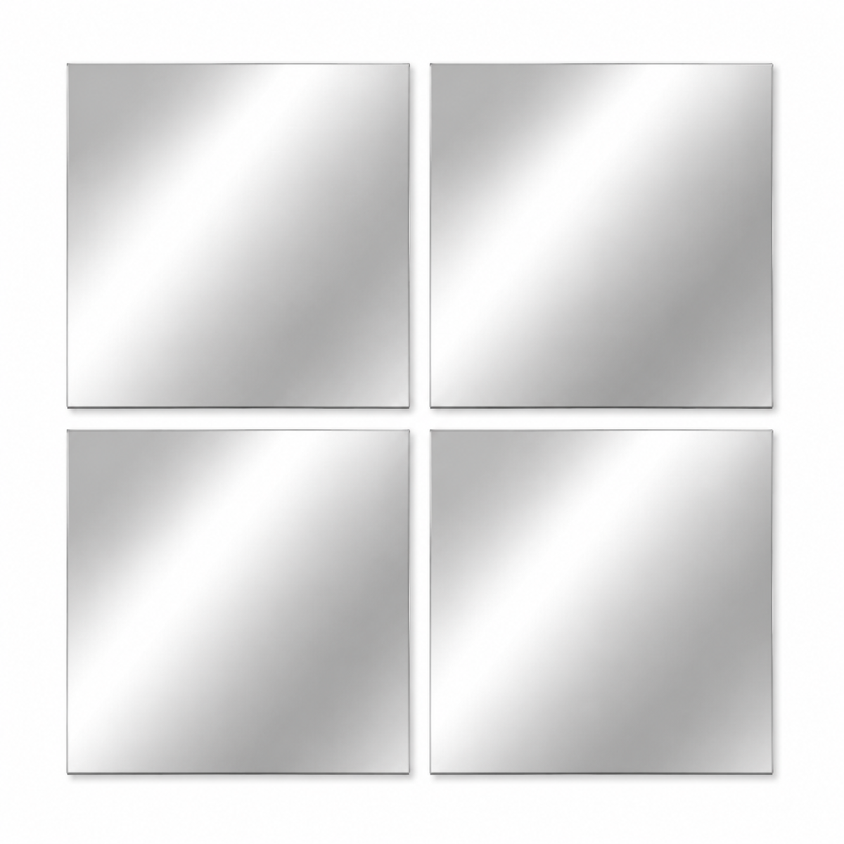 Paquete de 4 espejos de acrílico plata de 30 x 30 cm