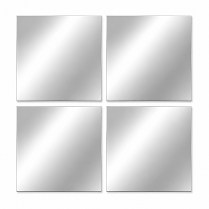 Paquete de 4 espejos de acrílico plata de 30 x 30 cm