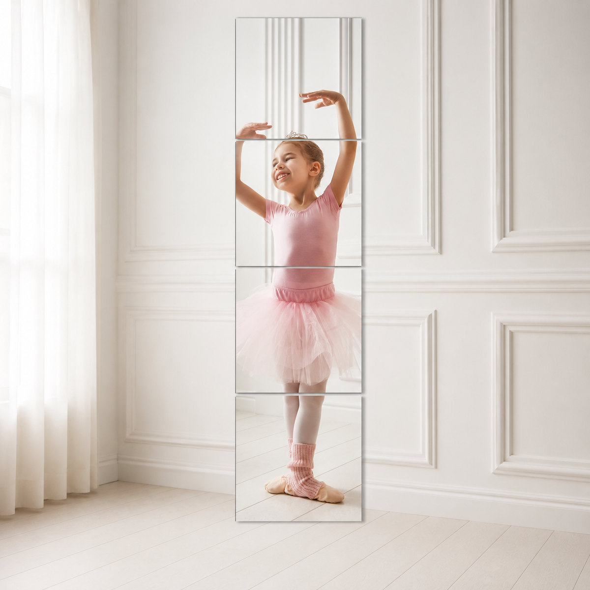 Espejos de acrílico decorativos en habitación de ballet