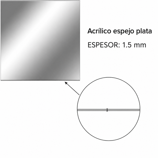 Espesor de 1.5 mm del espejo de acrílico