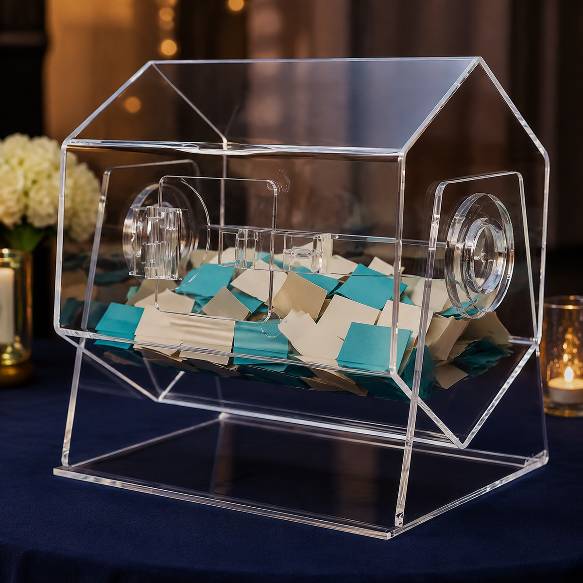 Tómbola transparente Kirra para eventos y sorteos