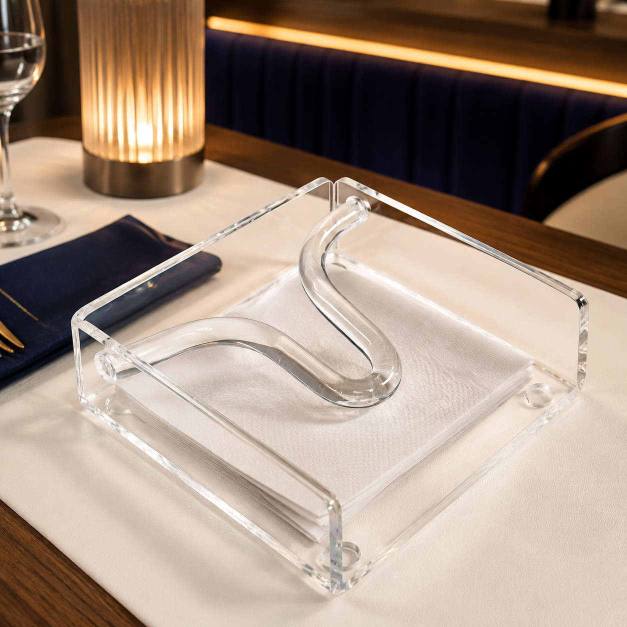 Servilletero transparente Kirra para restaurantes