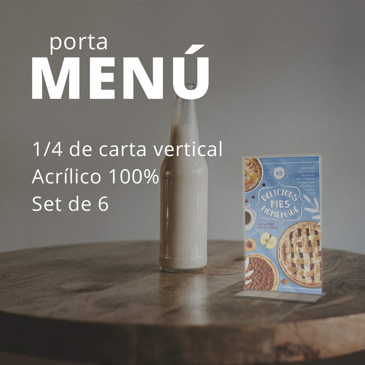 Porta menú clásico 1/4 carta en uso