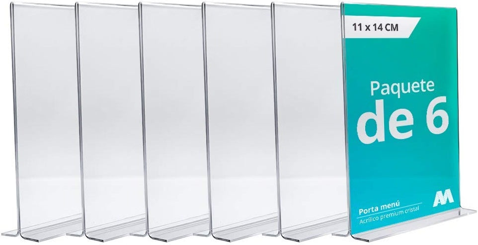 Set de 6 porta menús clásicos 1/4 carta