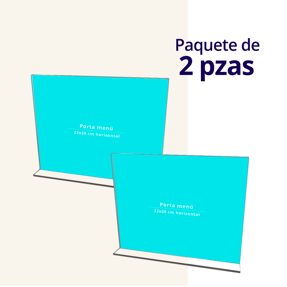 Paquete de 2 porta menús carta horizontales