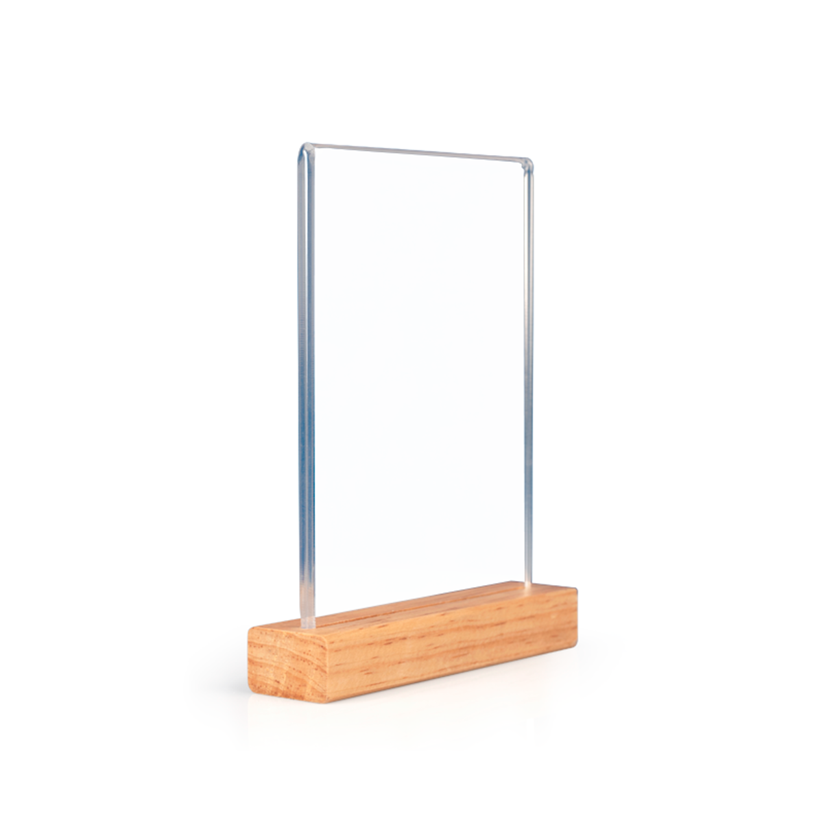Porta menú carta vertical con base de madera