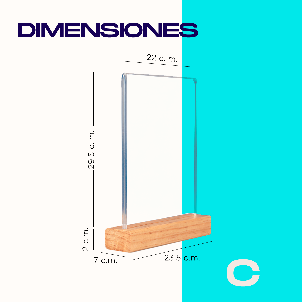 Medidas del porta menú carta vertical con base de madera