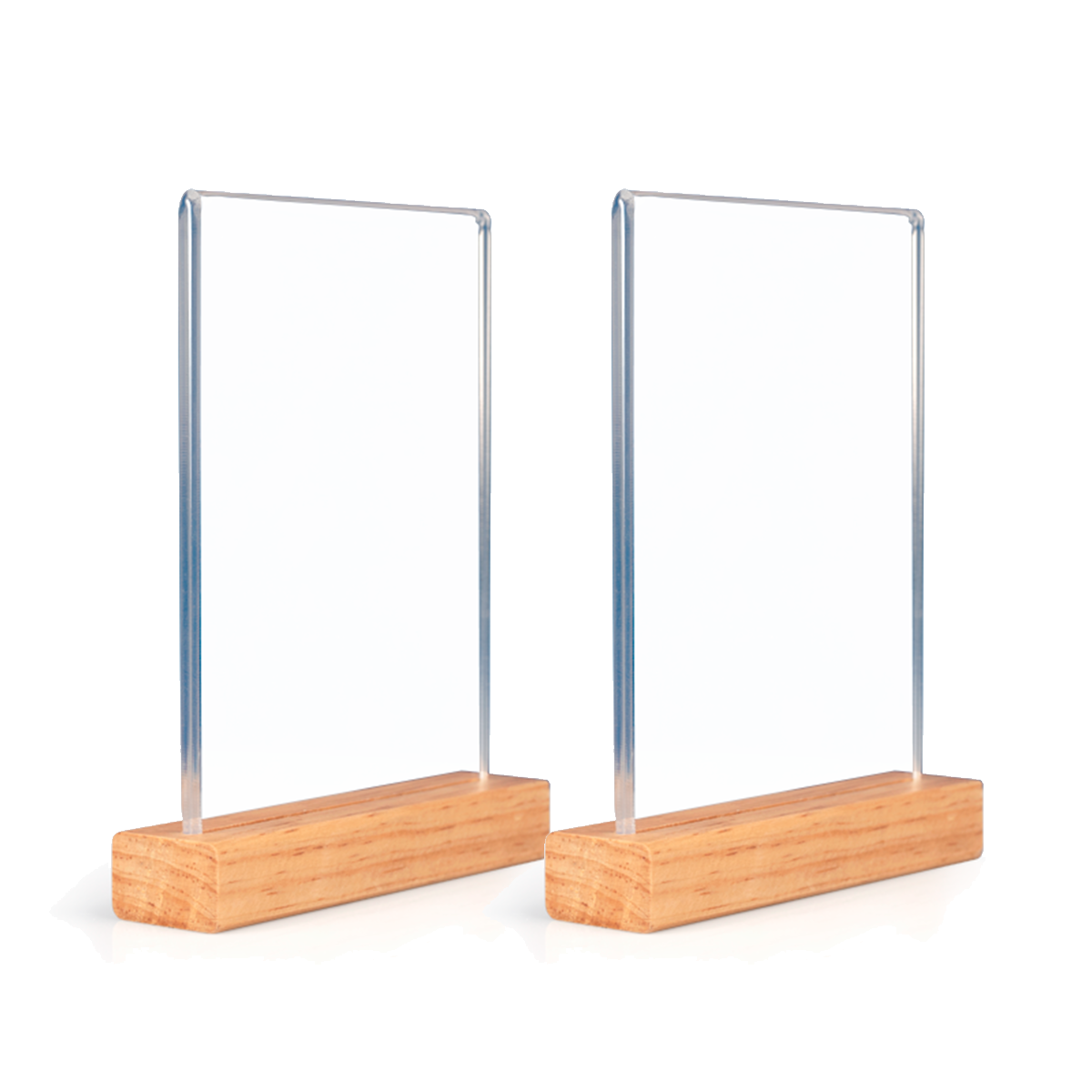 Paquete de 2 porta menús carta con base de madera