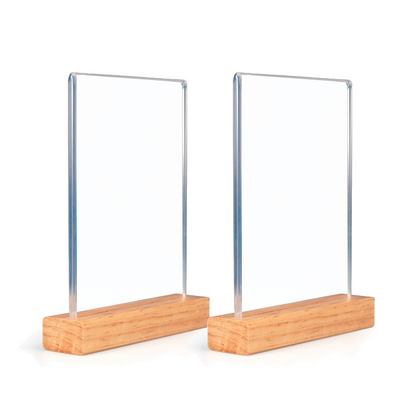 Paquete de 2 porta menús carta con base de madera