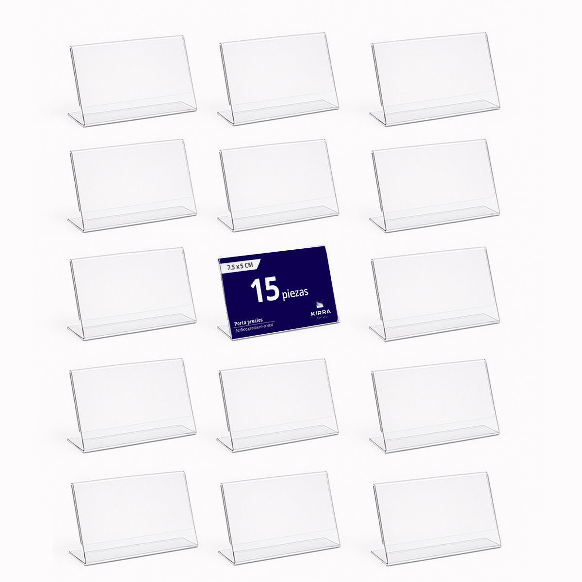 Paquete de 15 porta precios KIRRA de acrílico transparente