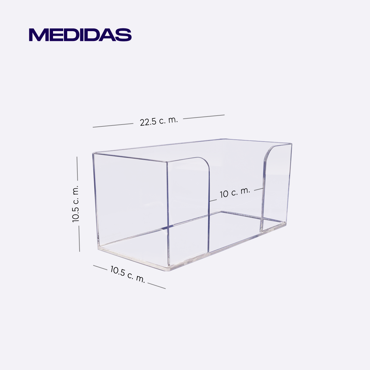 Medidas del Porta Sanitas chico: 22.5 por 10.5 por 10.5 cm