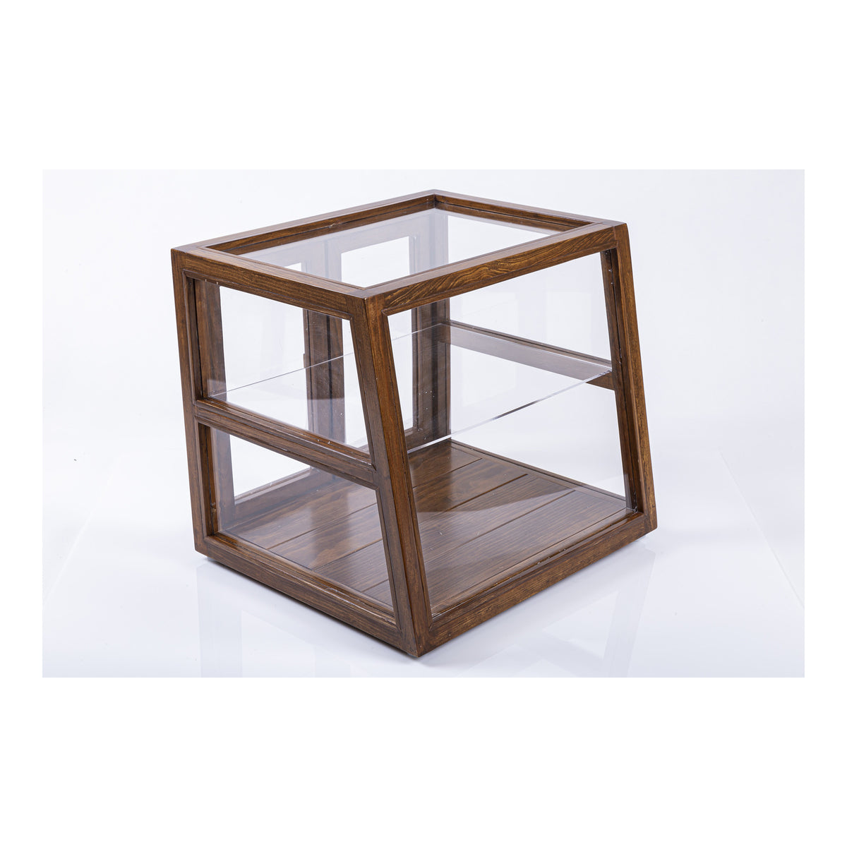 Panera de madera y acrílico de 2 niveles, vista lateral