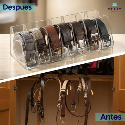 Comparación de almacenamiento de cinturones antes y después