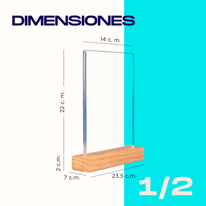 Medidas del porta menú vertical media carta con base de madera