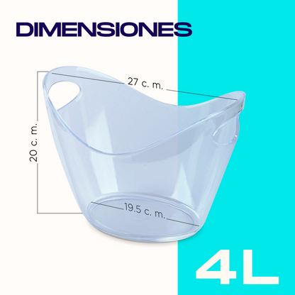 Hielera de acrílico transparente de 4 litros – 27 × 20 × 19.5 cm