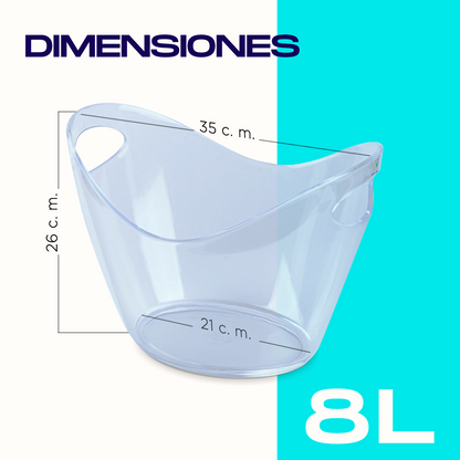 Hielera de acrílico transparente de 8 litros – 35 × 26 × 21 cm
